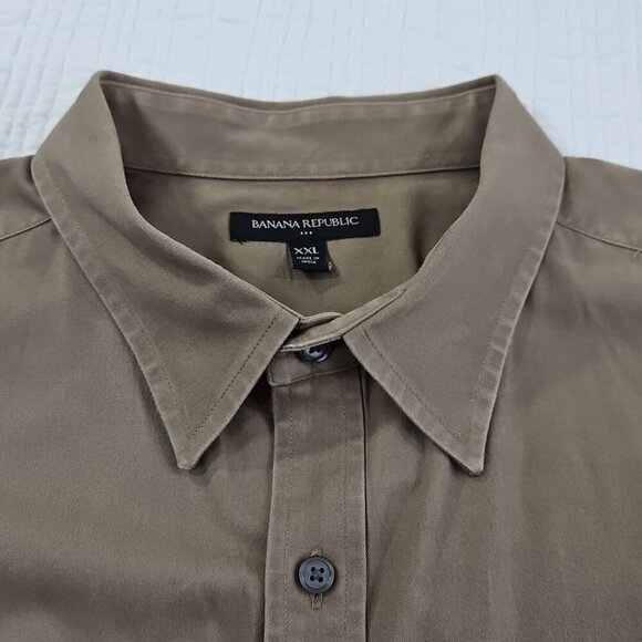 Banana Republic Heavy Twill Shirt Men's XXL Button Up Brown 2 Pockets EUC LN - Picture 7 of 15